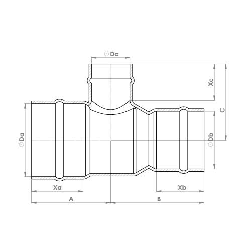 C706SR Schematic - Solder Ring Reduced Three Ways Tee