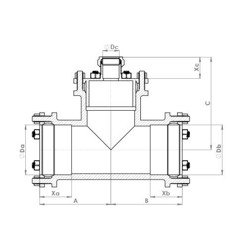 P702LG Schematic - Large Compression Reduced Branch Tee