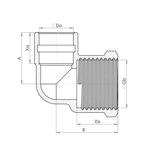 P803DRSR Schematic - Compression Solder Ring Female Elbow