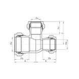 P704CP Schematic - Chrome Plated Compression Reduced End and Branch Tee